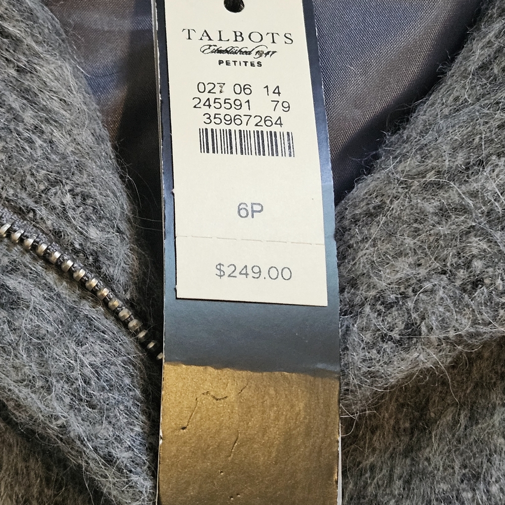 Nwt Talbots Women’s Petites 6P Gray Alpaca Wool Blend Full Zip Plaid Jacket - Picture 3 of 6